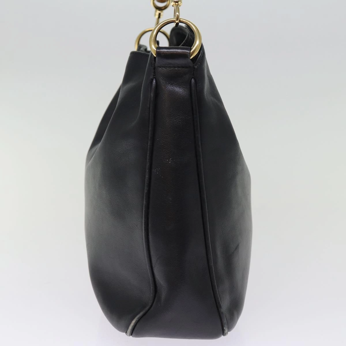 GUCCI Shoulder Bag Leather Bamboo Black  76159