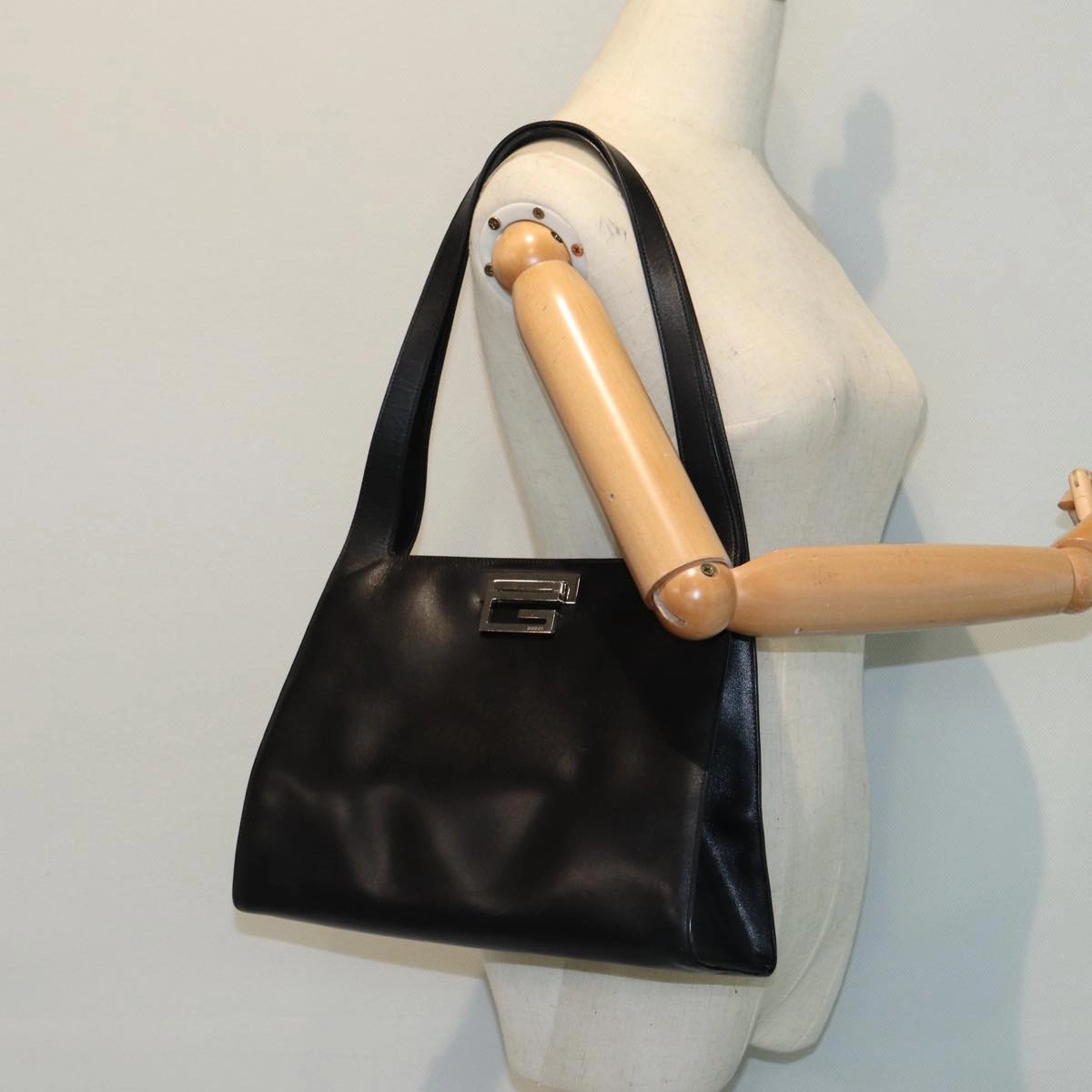GUCCI Shoulder Bag Leather Black Silver 001 3038  ep5093