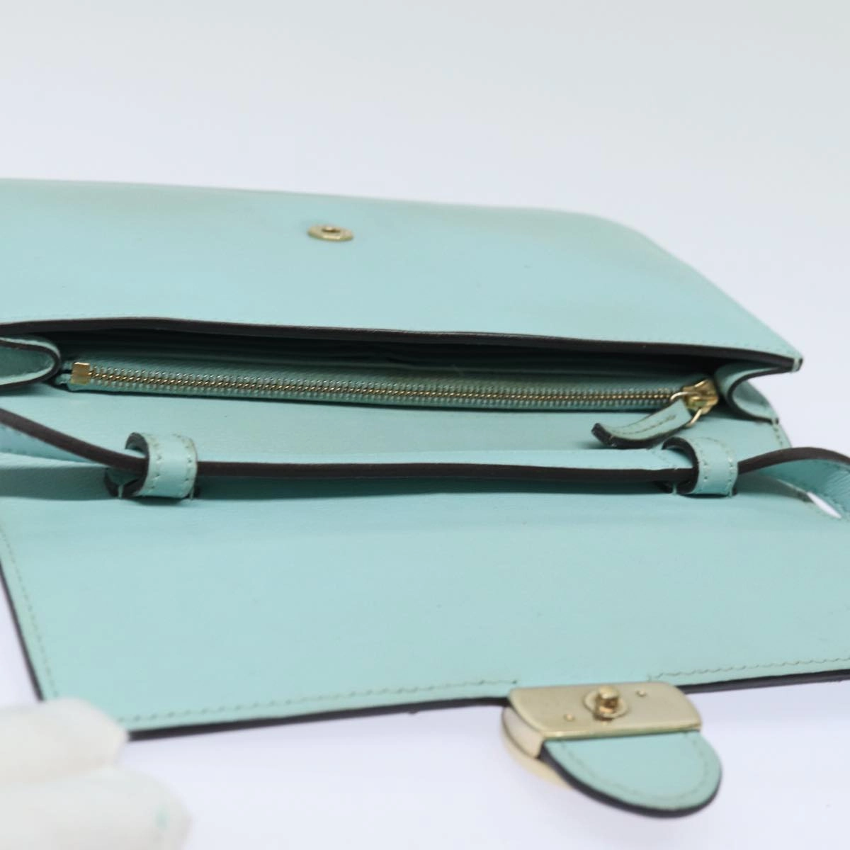 GUCCI Shoulder Wallet Leather Light Blue 369664  mr248