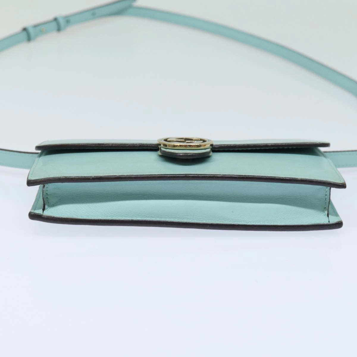GUCCI Shoulder Wallet Leather Light Blue 369664  mr248