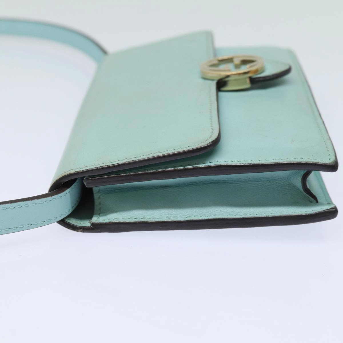 GUCCI Shoulder Wallet Leather Light Blue 369664  mr248