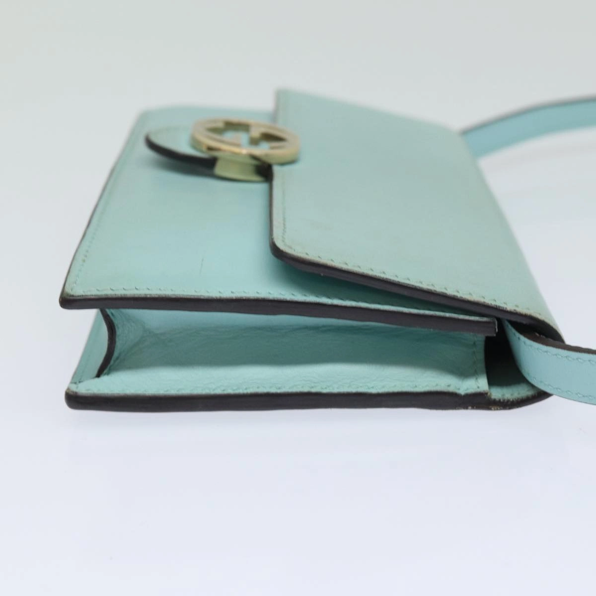 GUCCI Shoulder Wallet Leather Light Blue 369664  mr248