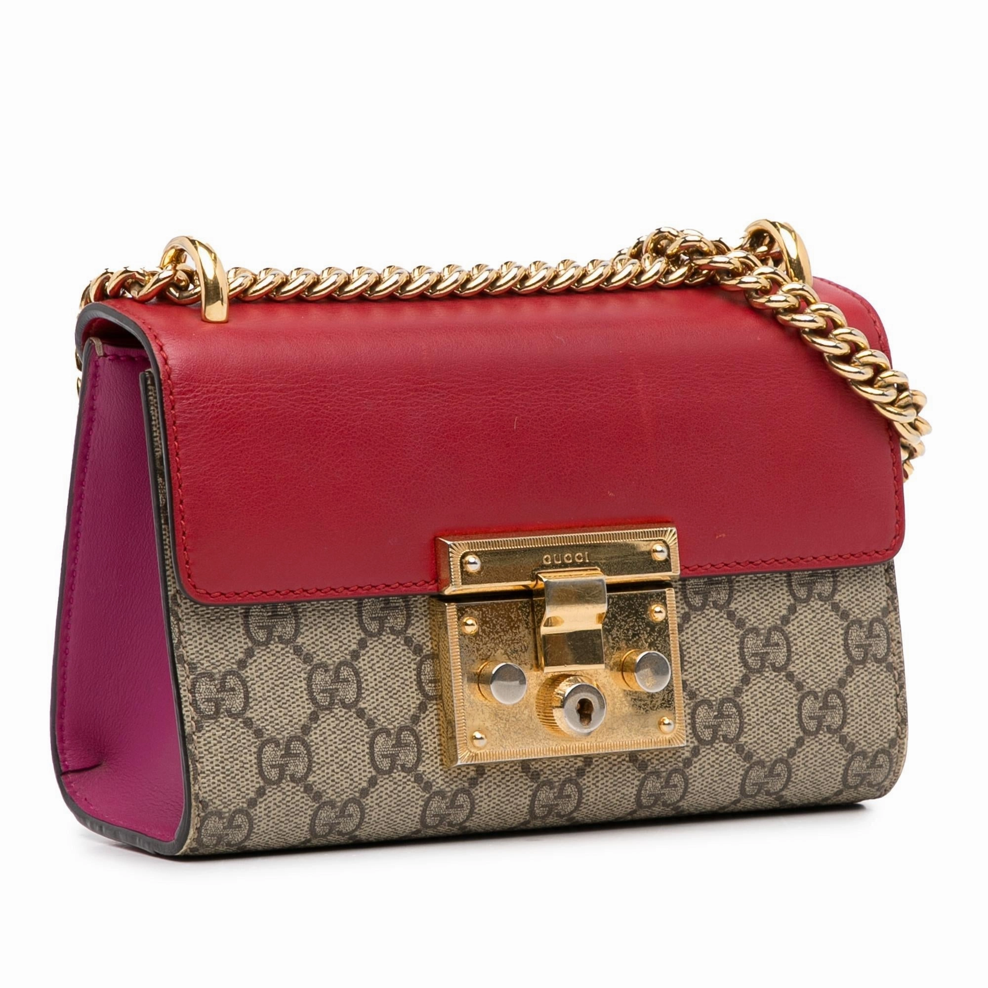 Gucci Small GG Supreme Padlock Crossbody Bag (SHG-UWsLXV)