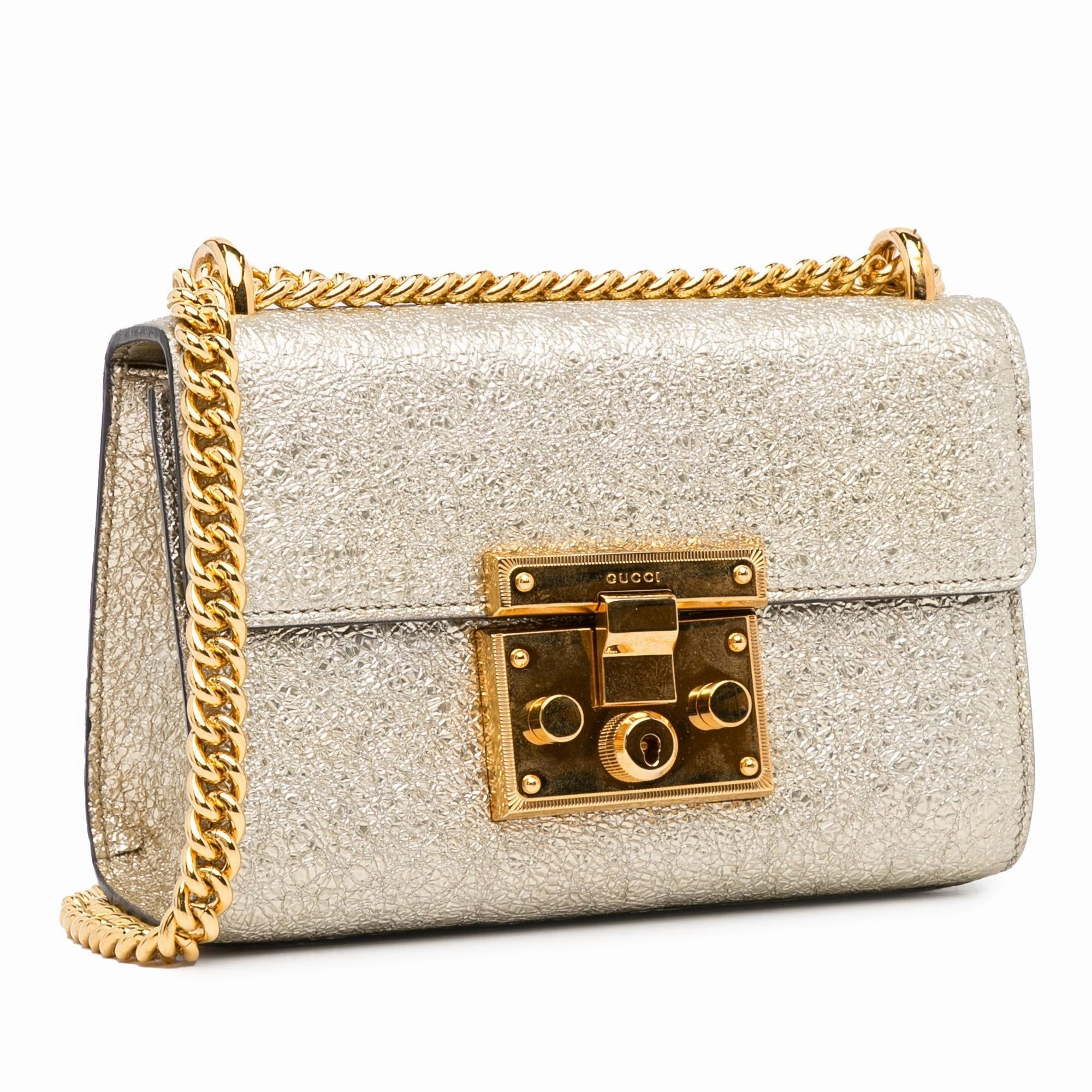 Gucci Small Metallic Padlock Crossbody (SHG-Vd4R6T)