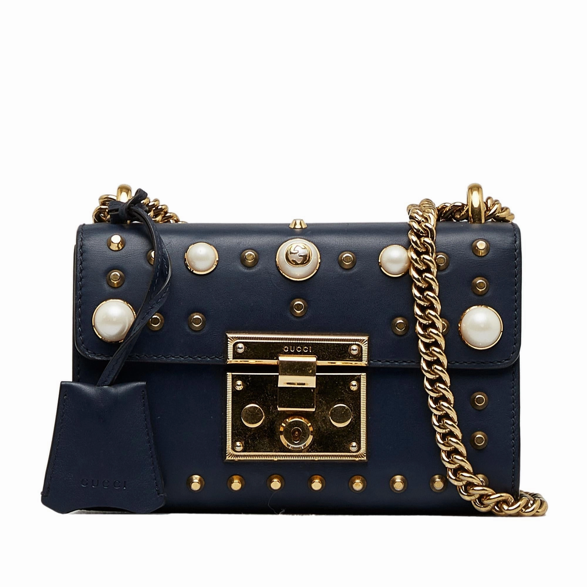 Gucci Small Pearl Studded Padlock Crossbody (SHG-ZuRWNW)