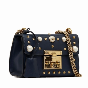 Gucci Small Pearl Studded Padlock Crossbody (SHG-ZuRWNW)