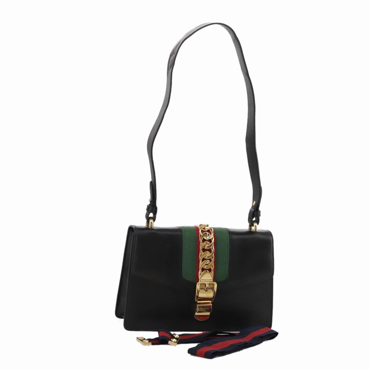 Gucci Sylvie Black Leather Shoulder Bag ()