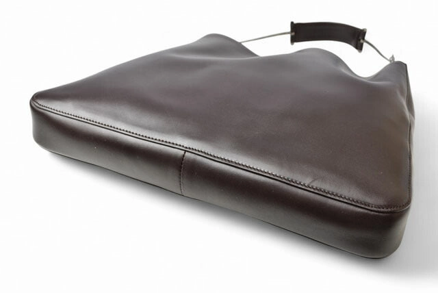 Gucci Vintage Leather Shoulder Bag Dark Brown