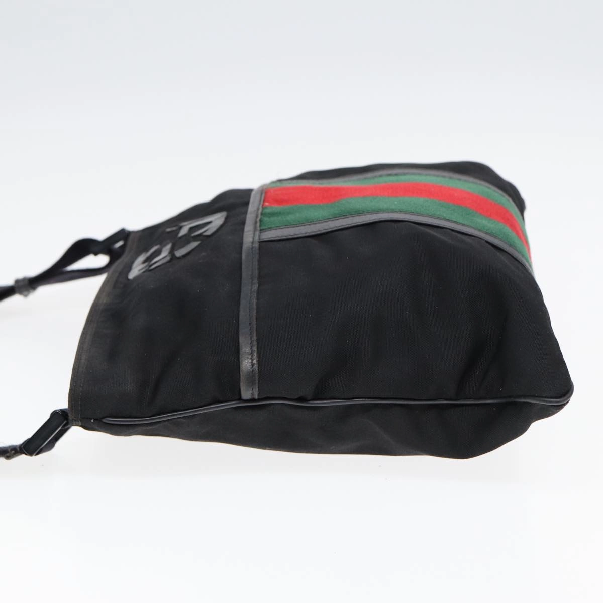 GUCCI Web Sherry Line Shoulder Bag Nylon Black Silver 181067 1952