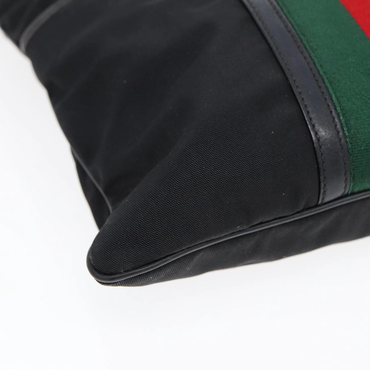 GUCCI Web Sherry Line Shoulder Bag Nylon Black Silver 181067 1952