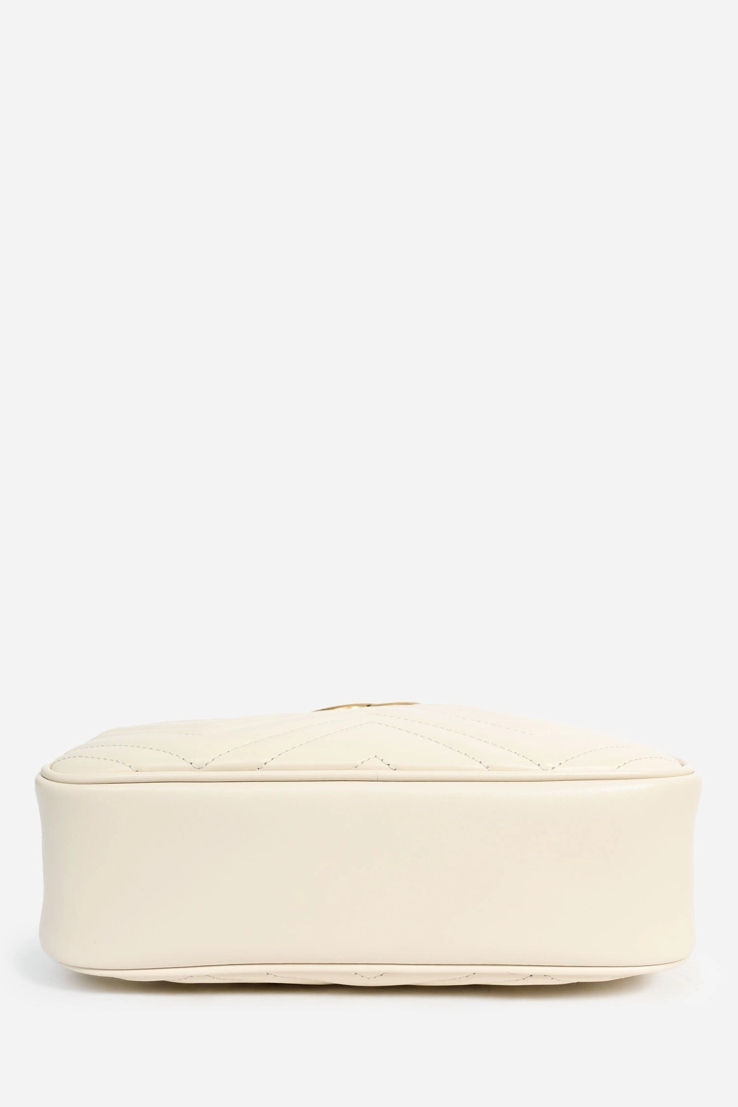 Gucci White Leather GG Marmont Matelasse Small Camera Bag
