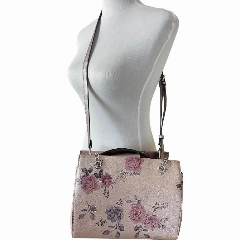 Guess Floral Print Snap Closure Satchel