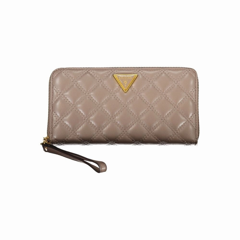 Guess Jeans Elegant Beige Zip Wallet with Chic Women's Detailing