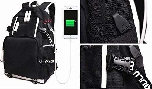 Gumstyle Attack on Titan Book Bag with USB Charging Port Laptop Backpack Casual School Bag Black 2
