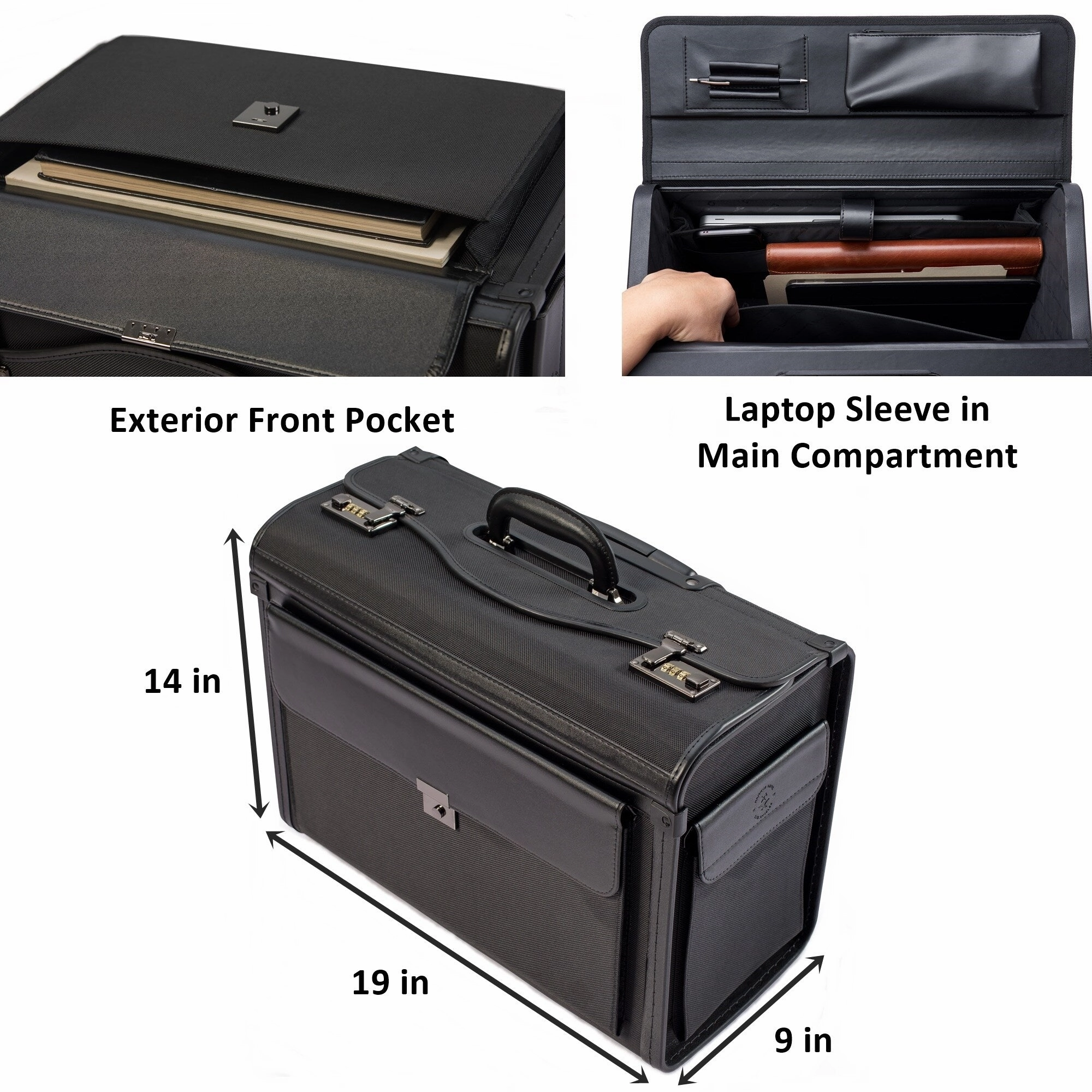 Hammer Anvil 19 Wheeled Briefcase Rolling Case Sales Sample Pilot Lawyer Attache - One Size