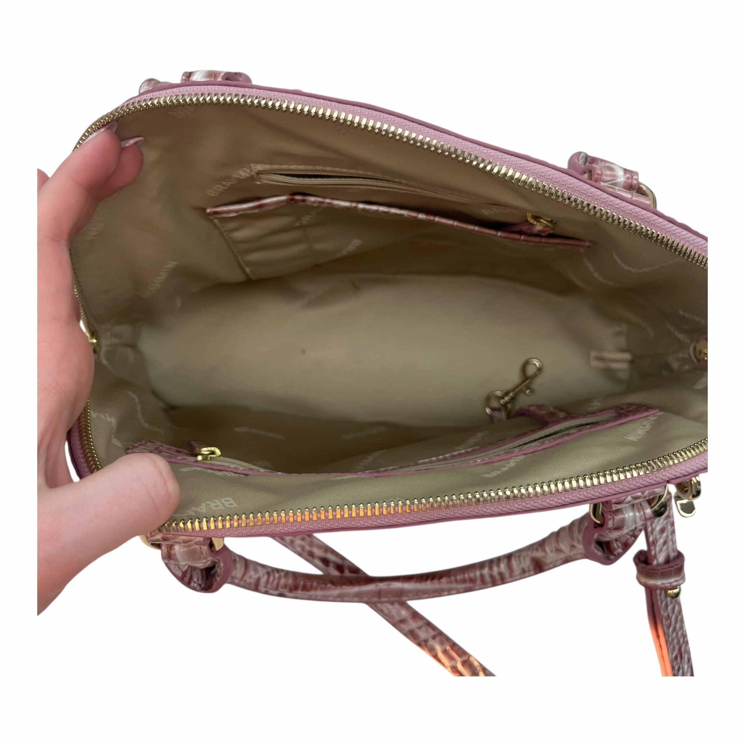 Handbag Designer By Brahmin In Pink, Size:Medium