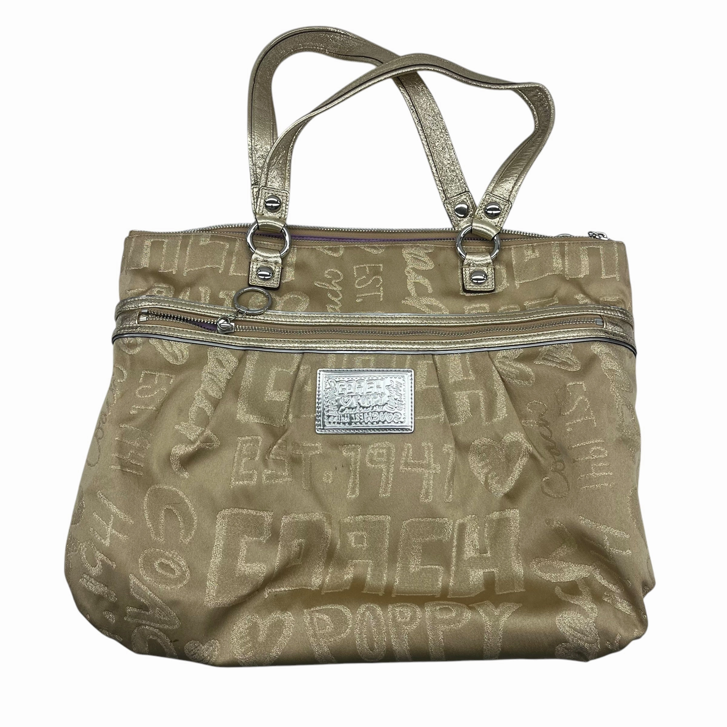 Handbag Designer By Coach In Gold, Size:Large