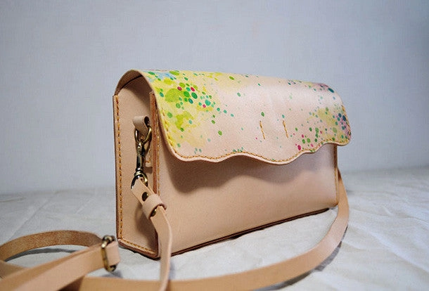 Handmade custom leather crossbody Satchel bag shoulder bag for women girl lady