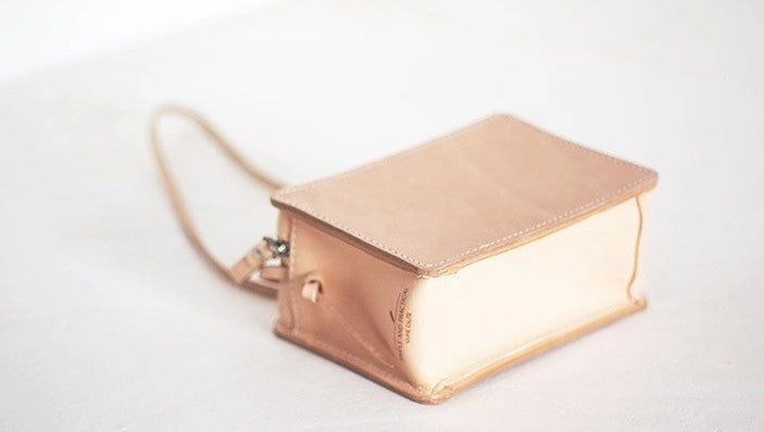 Handmade Leather Beige Womens Small Box Shoulder Purse Crossbody Bag for Women