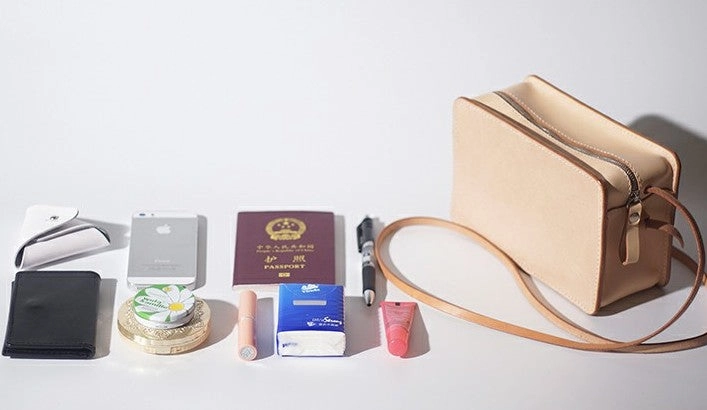 Handmade Leather Beige Womens Small Box Shoulder Purse Crossbody Bag for Women
