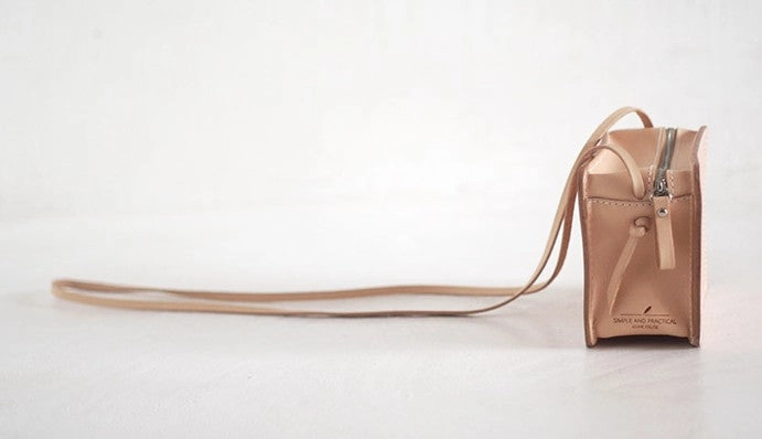 Handmade Leather Beige Womens Small Box Shoulder Purse Crossbody Bag for Women