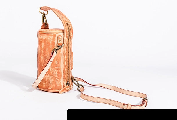 Handmade Leather Handbag Purse Bucket Bag Round Circle Bag Crossbody Bag Shoulder Bag Purse For Women