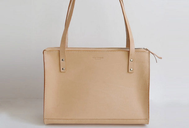 Handmade Leather handbag shoulder bag beige for women leather shoulder purse