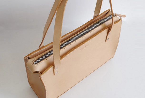 Handmade Leather handbag shoulder bag beige for women leather shoulder purse