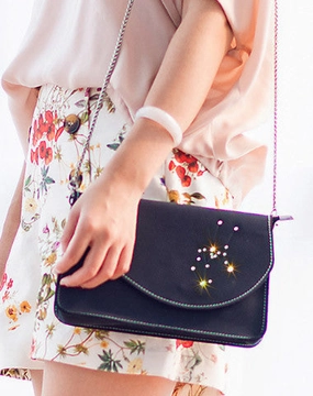 Handmade Leather purse shoulder bag constellation women leather crossbody bag