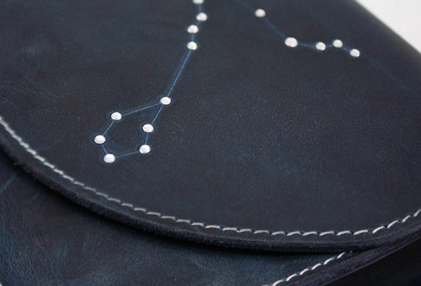 Handmade Leather purse shoulder bag constellation women leather crossbody bag