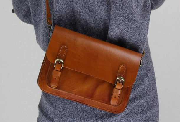 Handmade Leather satchel bag shoulder bag black brown for women leather crossbody bag