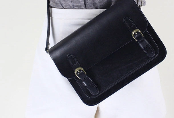 Handmade Leather satchel bag shoulder bag black brown for women leather crossbody bag