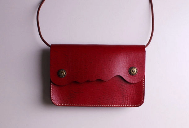 Handmade Leather small purse bag shoulder bag red dark green for women leather crossbody bag