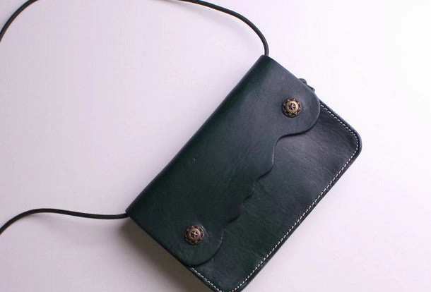 Handmade Leather small purse bag shoulder bag red dark green for women leather crossbody bag