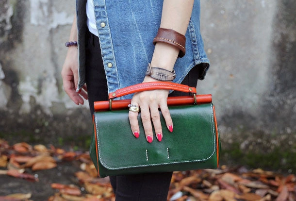 Handmade Leather Vintage Small Shoulder Bag purse crossbody bag for women