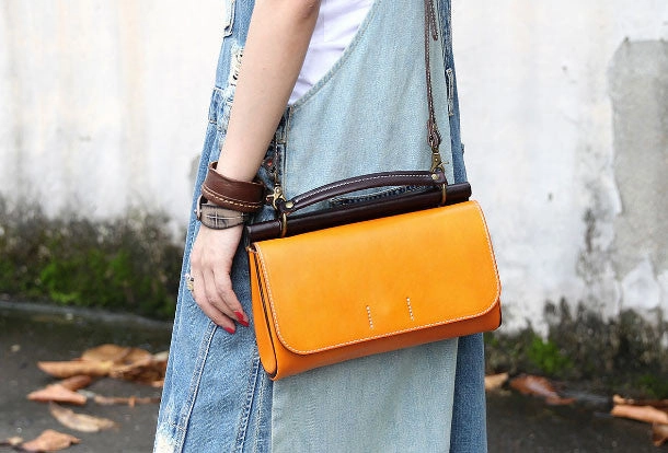 Handmade Leather Vintage Small Shoulder Bag purse crossbody bag for women