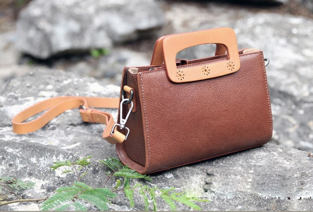 Handmade vintage satchel leather crossbody bag shoulder bag handbag for women