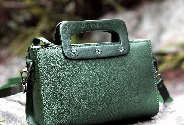 Handmade vintage satchel leather crossbody bag shoulder bag handbag for women