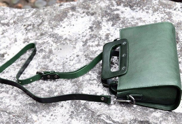Handmade vintage satchel leather crossbody bag shoulder bag handbag for women
