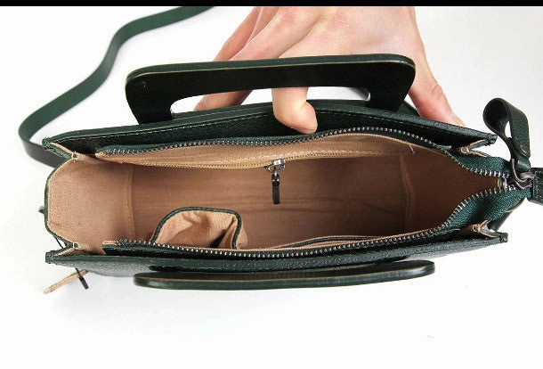 Handmade vintage satchel leather crossbody bag shoulder bag handbag for women