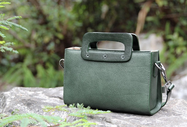 Handmade vintage satchel leather crossbody bag shoulder bag handbag for women