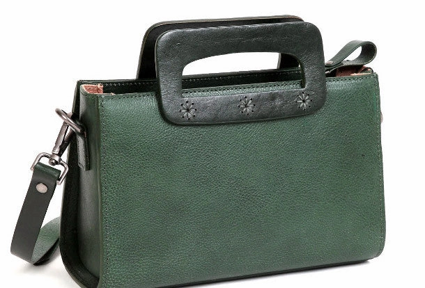 Handmade vintage satchel leather crossbody bag shoulder bag handbag for women