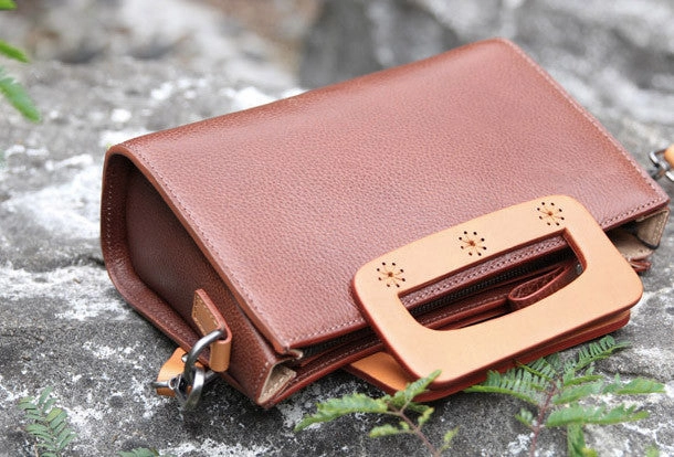 Handmade vintage satchel leather crossbody bag shoulder bag handbag for women