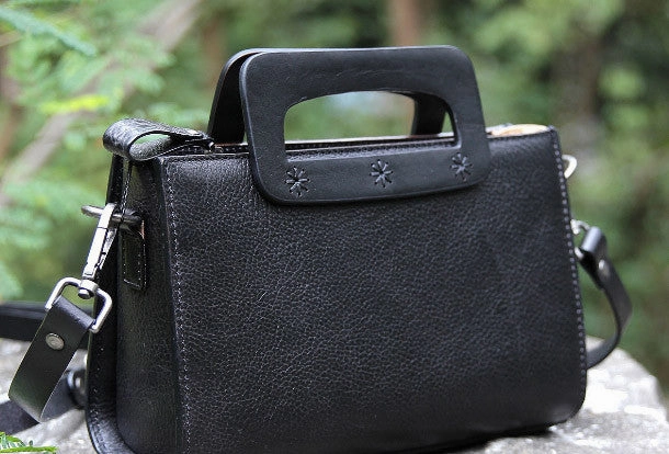 Handmade vintage satchel leather crossbody bag shoulder bag handbag for women