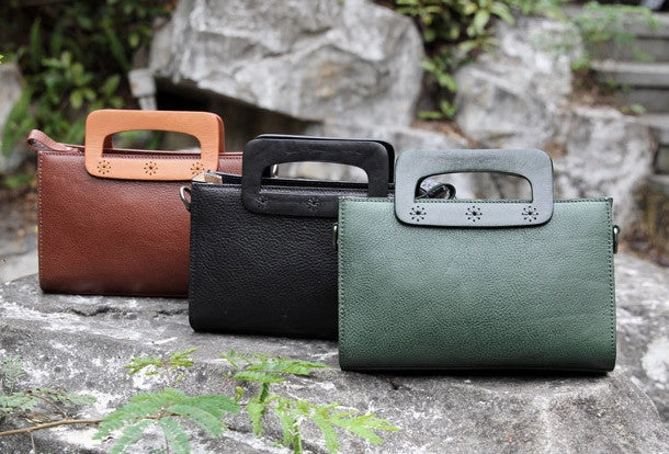 Handmade vintage satchel leather crossbody bag shoulder bag handbag for women