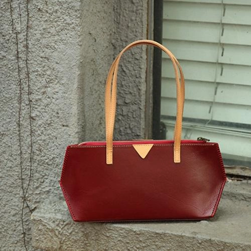 Handmade Vintage Womens Red Leather Handbags Unique Leather Womens Shoulder Purse