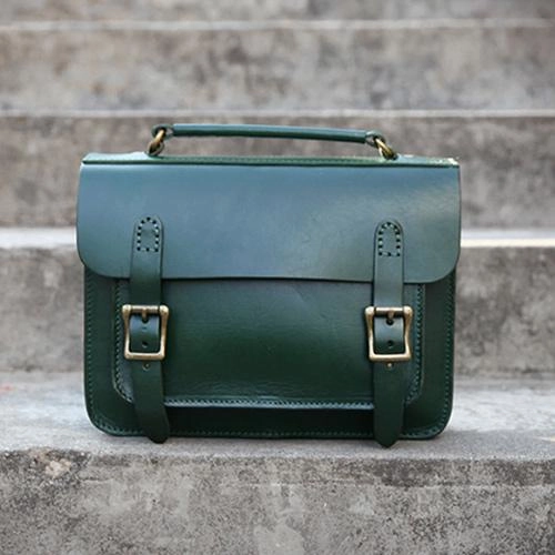 Handmade Womens Coffee Leather Satchel Shoulder Bag Cambridge Structured Satchel Handbag Purse for Men
