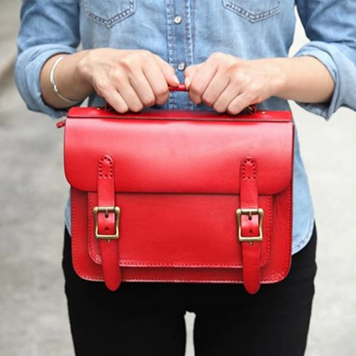 Handmade Womens Coffee Leather Satchel Shoulder Bag Cambridge Structured Satchel Handbag Purse for Men