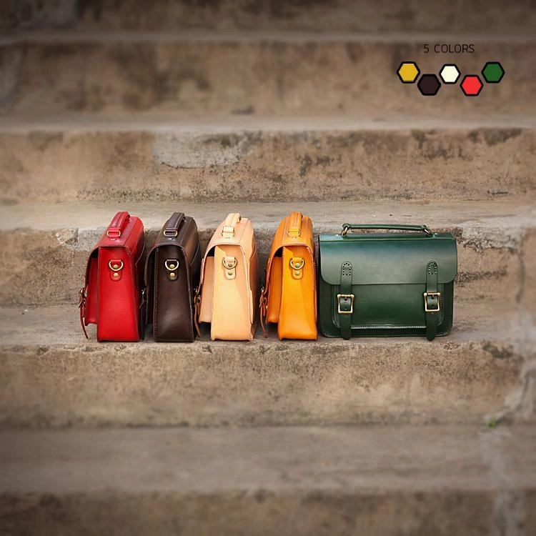Handmade Womens Coffee Leather Satchel Shoulder Bag Cambridge Structured Satchel Handbag Purse for Men