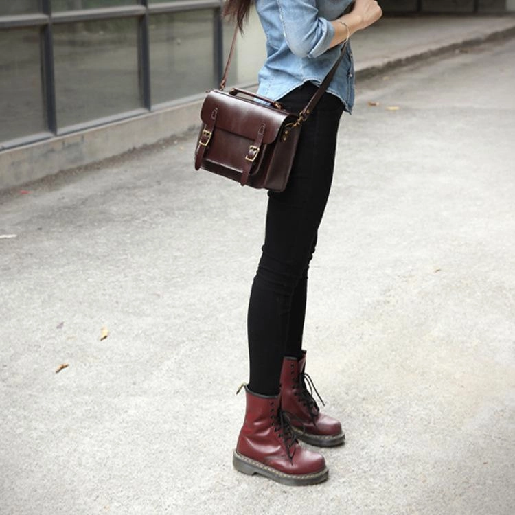 Handmade Womens Coffee Leather Satchel Shoulder Bag Cambridge Structured Satchel Handbag Purse for Men